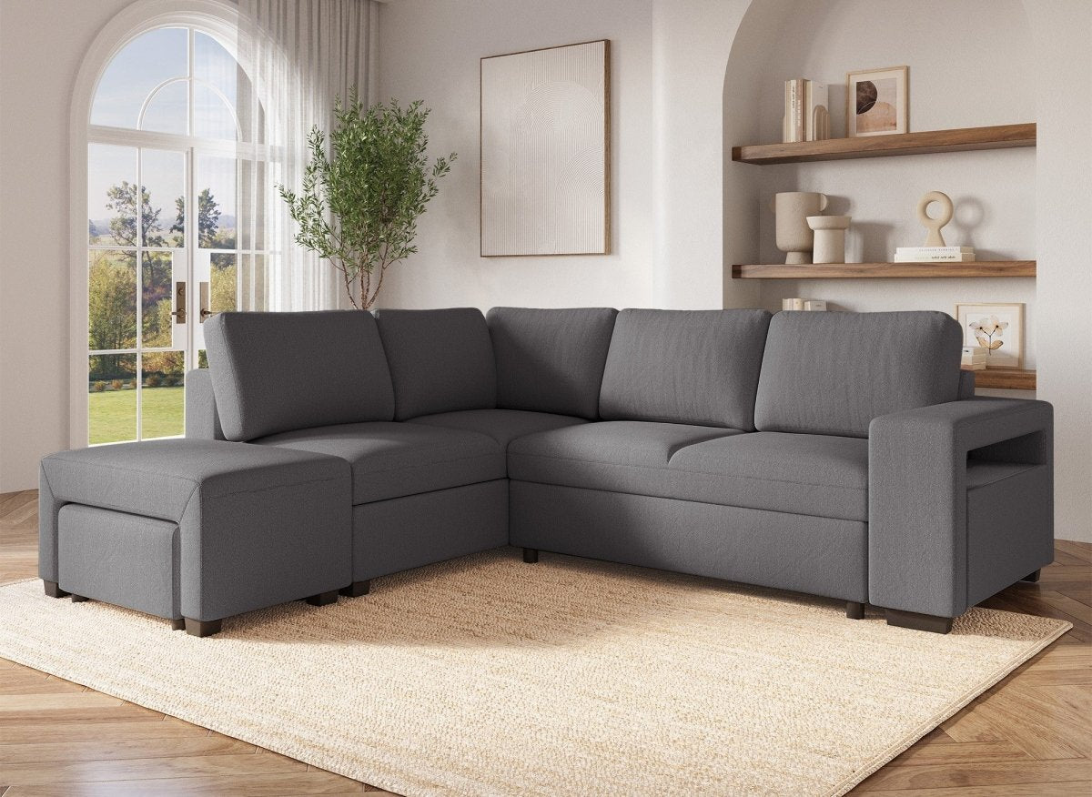 Canapé d'angle droit convertible 5 places Velours Vert Lisa Design - Mr Scandinave