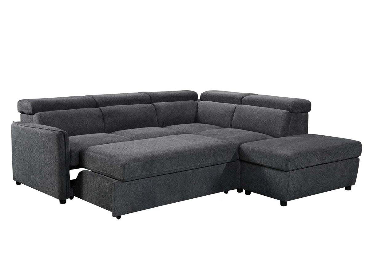 Canapé d'angle convertible en tissu gris NAIROBI - Angle droit - DécoInParis