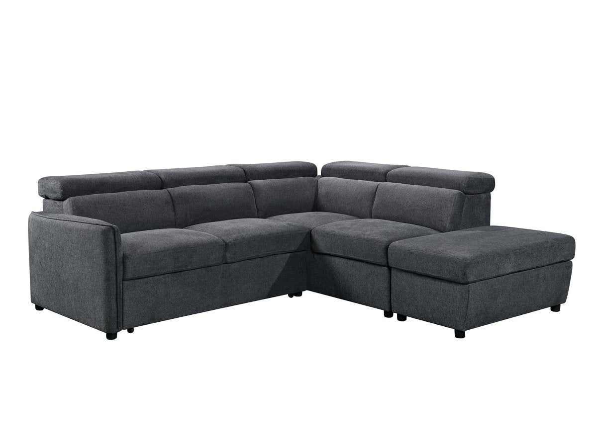 Canapé d'angle convertible en tissu gris NAIROBI - Angle droit - DécoInParis