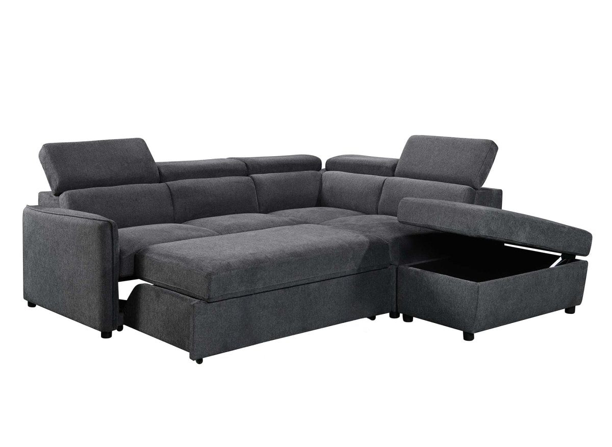 Canapé d'angle convertible en tissu gris NAIROBI - Angle droit - DécoInParis