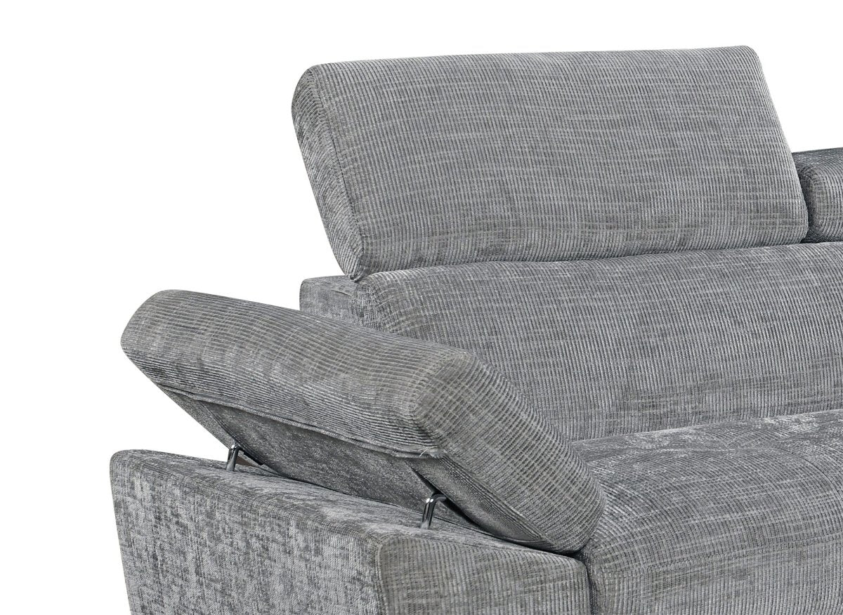 Canapé d'angle convertible en velours chiné gris foncé MONICA - Angle droit - DécoInParis