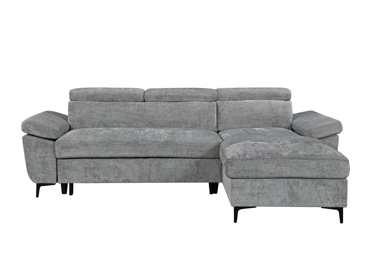 Canapé d'angle convertible en velours chiné gris foncé MONICA - Angle droit - DécoInParis
