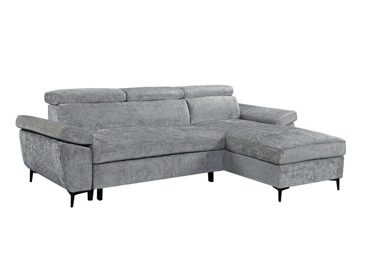 Canapé d'angle convertible en velours chiné gris foncé MONICA - Angle droit - DécoInParis