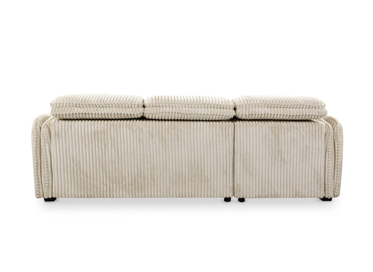 Canapé d'angle convertible en velours côtelé épais beige ISABELLA - Angle gauche - DécoInParis