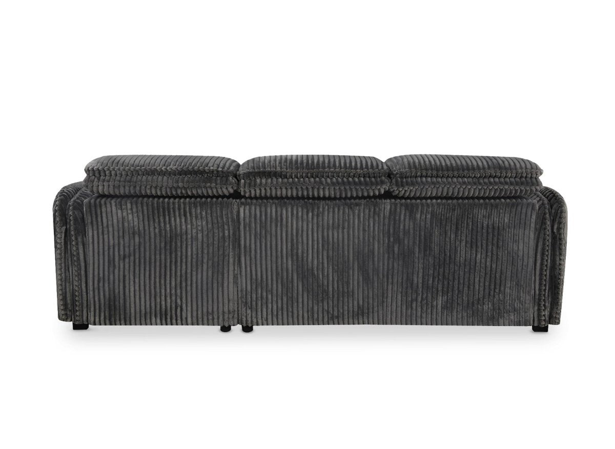 Canapé d'angle convertible en velours côtelé épais gris ISABELLA - Angle droit - DécoInParis