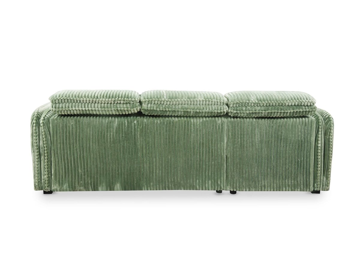 Canapé d'angle convertible en velours côtelé épais vert clair ISABELLA - Angle droit - DécoInParis