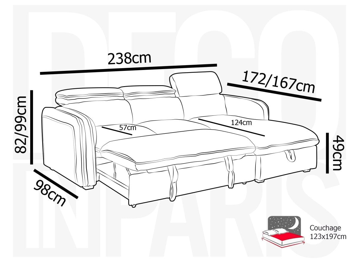 Canapé d'angle convertible en velours côtelé épais vert clair ISABELLA - Angle droit - DécoInParis
