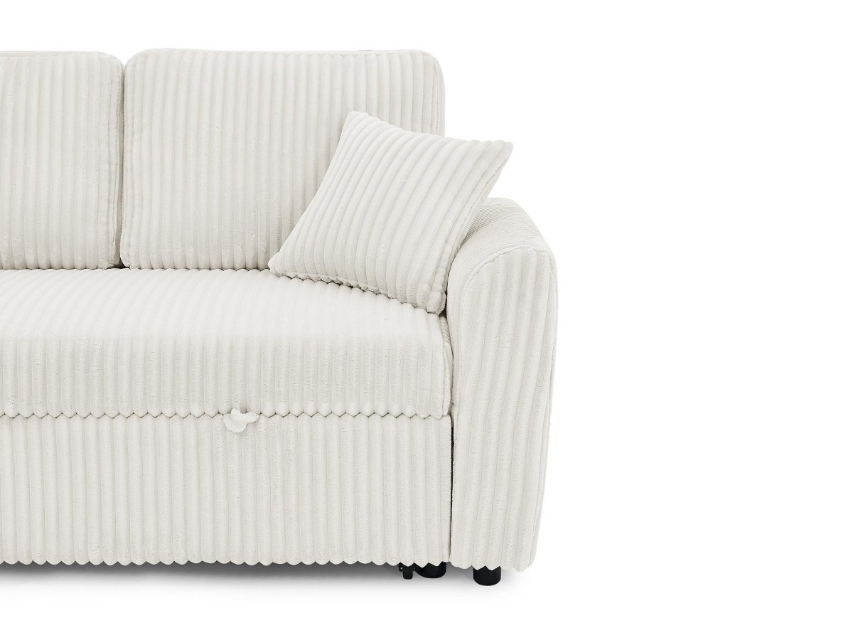 Canapé d'angle convertible et réversible avec coffre en velours côtelé épais beige ADRYEN - DécoInParis