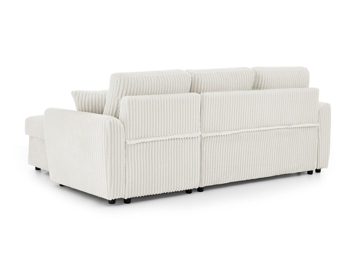 Canapé d'angle convertible et réversible avec coffre en velours côtelé épais beige ADRYEN - DécoInParis