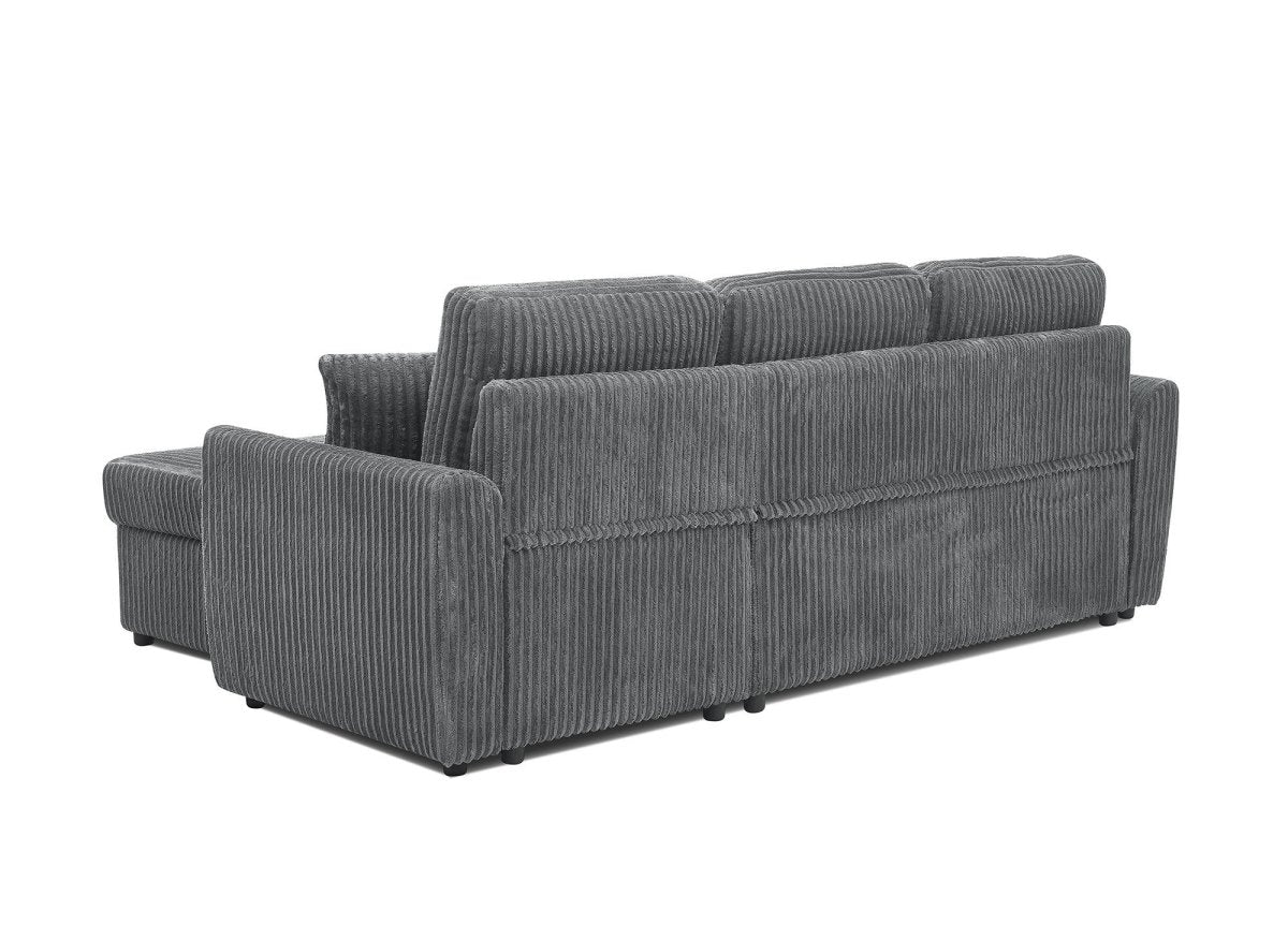 Canapé d'angle convertible et réversible avec coffre en velours côtelé épais gris ADRYEN - DécoInParis