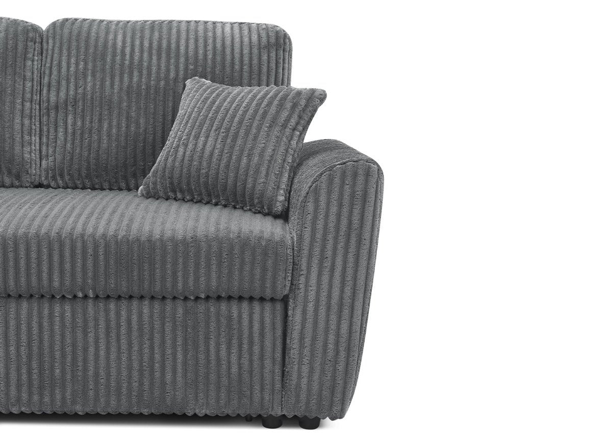 Canapé d'angle convertible et réversible avec coffre en velours côtelé épais gris ADRYEN - DécoInParis