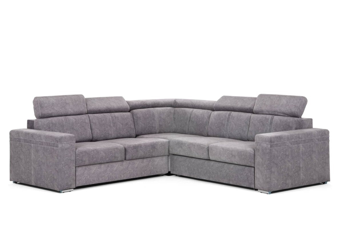 Canapé d'angle convertible et réversible en tissu gris clair MERYL - DécoInParis