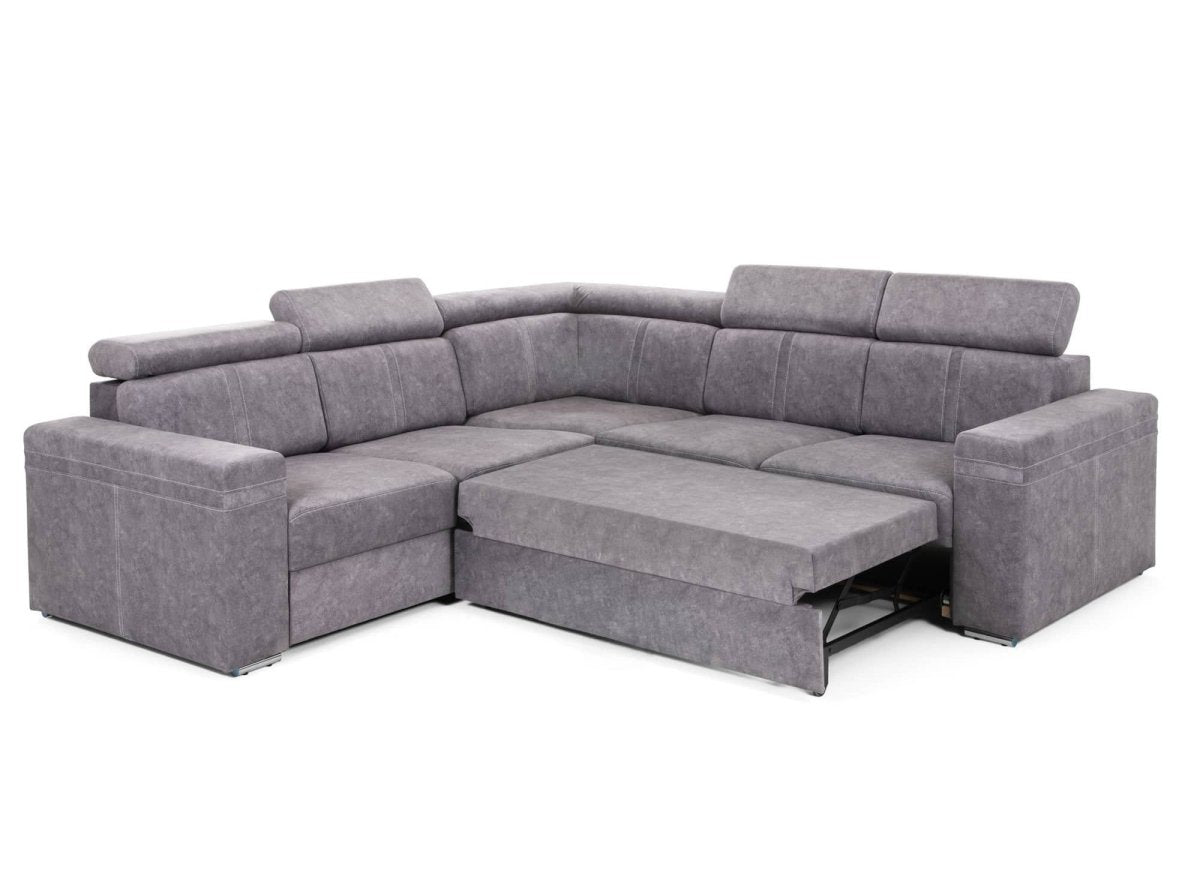 Canapé d'angle convertible et réversible en tissu gris clair MERYL - DécoInParis