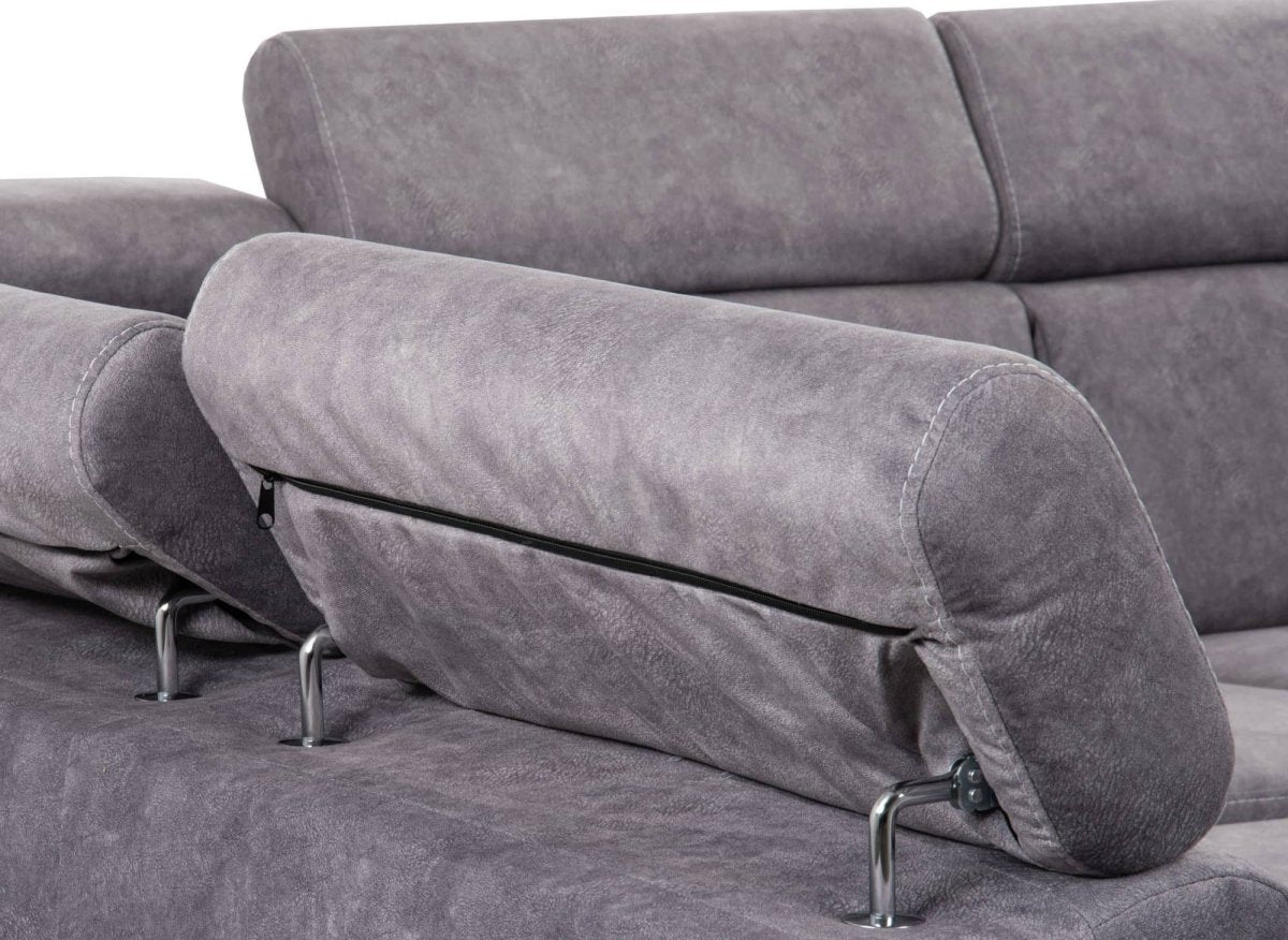 Canapé d'angle convertible et réversible en tissu gris clair MERYL - DécoInParis