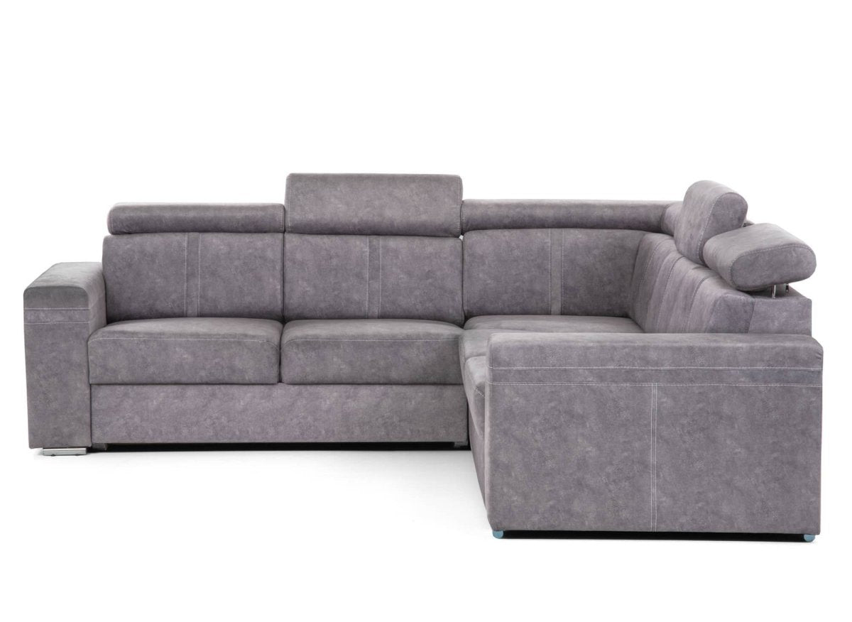 Canapé d'angle convertible et réversible en tissu gris clair MERYL - DécoInParis