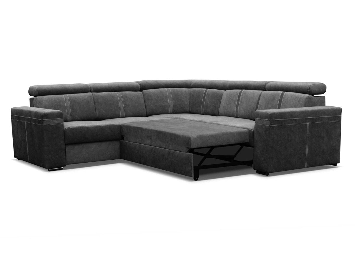 Canapé d'angle convertible et réversible en tissu gris foncé MERYL - DécoInParis