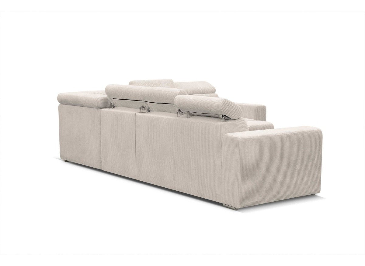 Canapé d'angle convertible et réversible en velours côtelé beige MERYL XL - DécoInParis