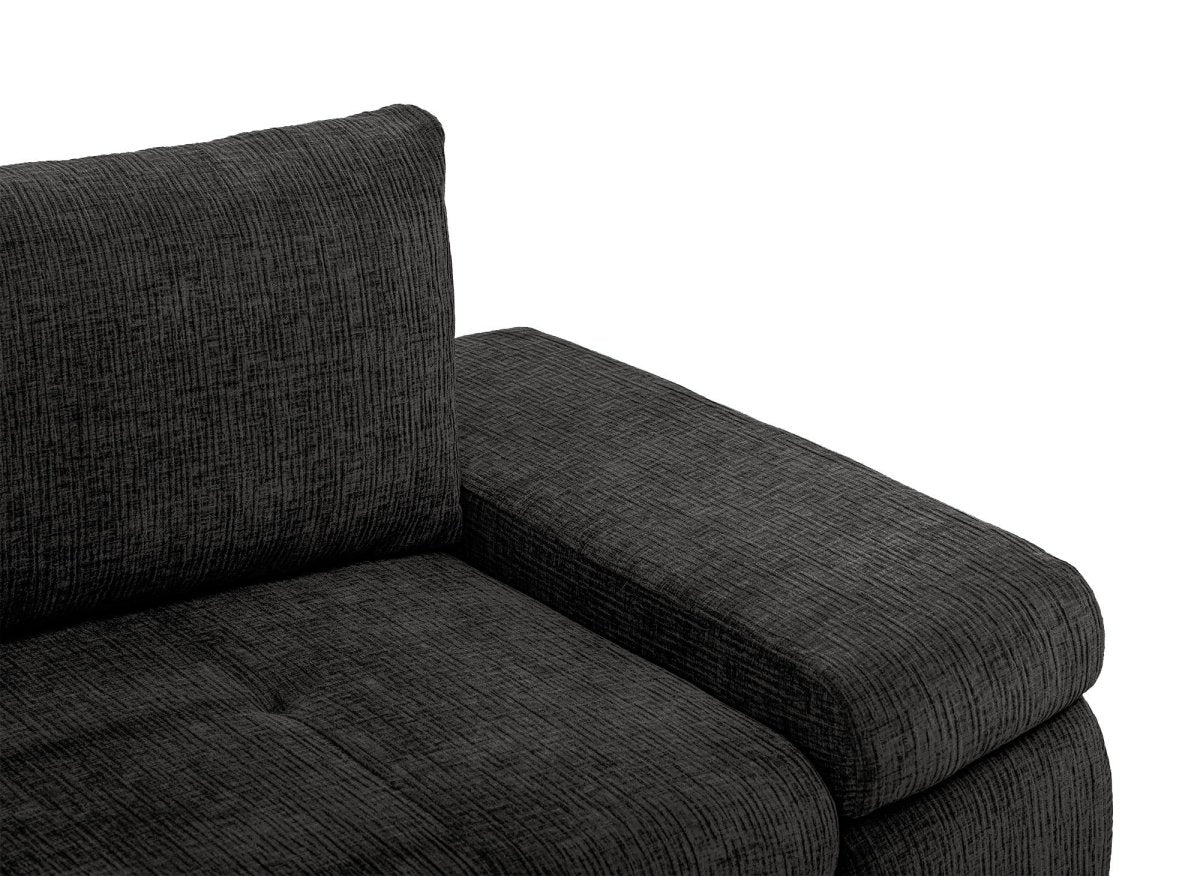 Canapé d'angle convertible réversible avec coffre en velours chiné gris SOLEA - DécoInParis