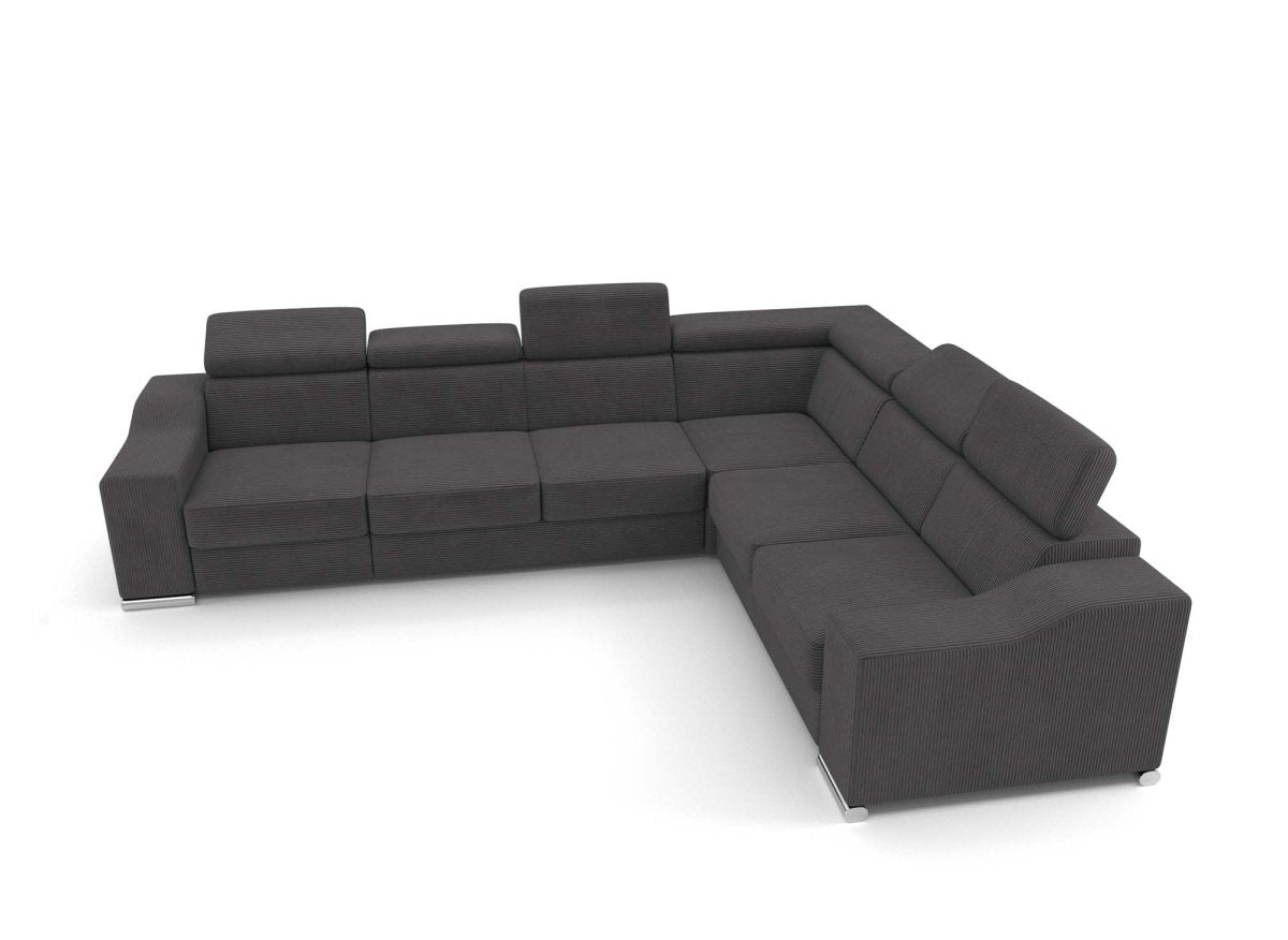 Canapé d'angle convertible réversible en velours côtelé gris anthracite LEONIE - DécoInParis