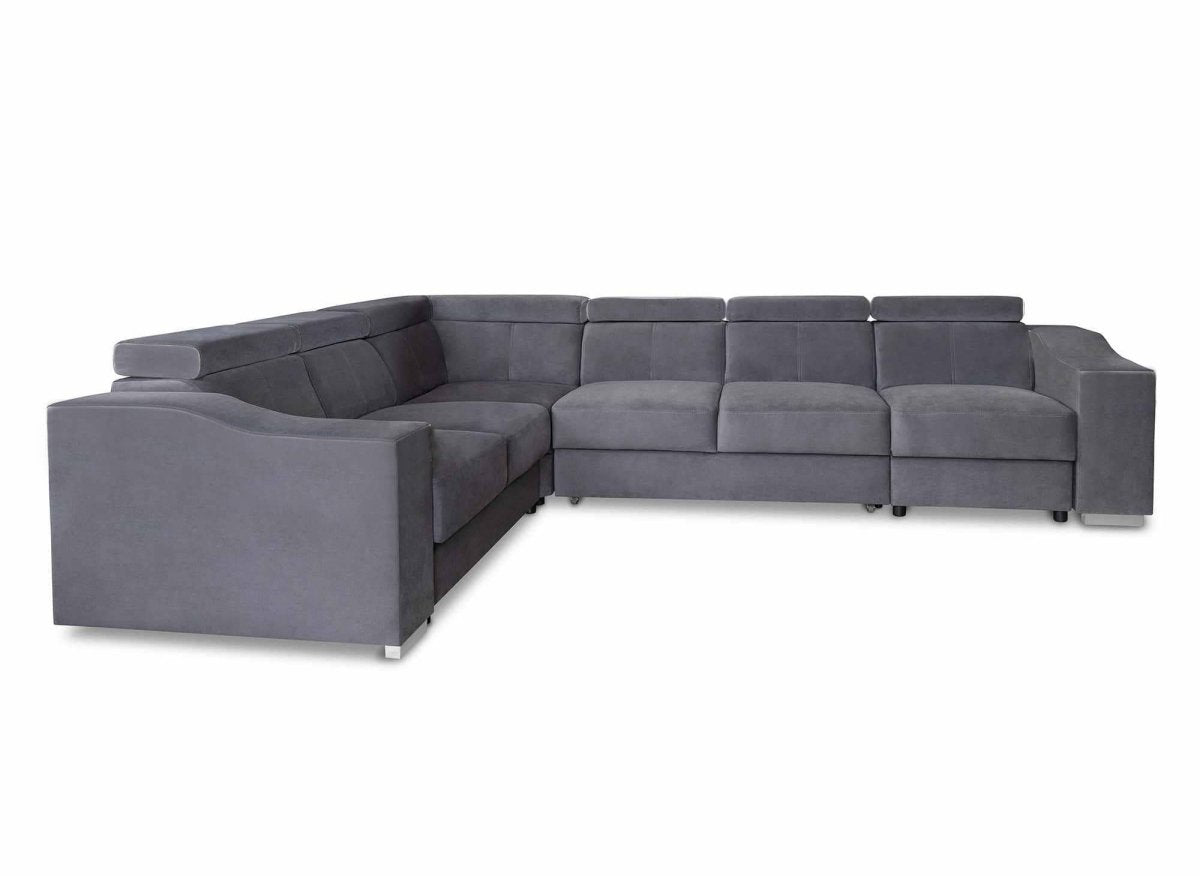 Canapé d'angle convertible réversible en velours gris LEONIE - DécoInParis