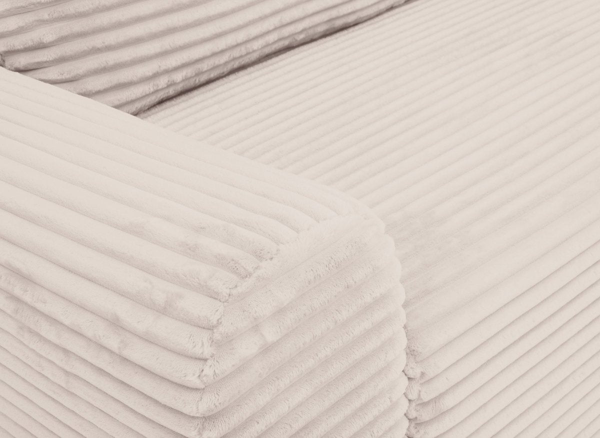 Canapé d'angle droit convertible avec coffre en velours côtelé épais beige BALI - Angle droit - DécoInParis