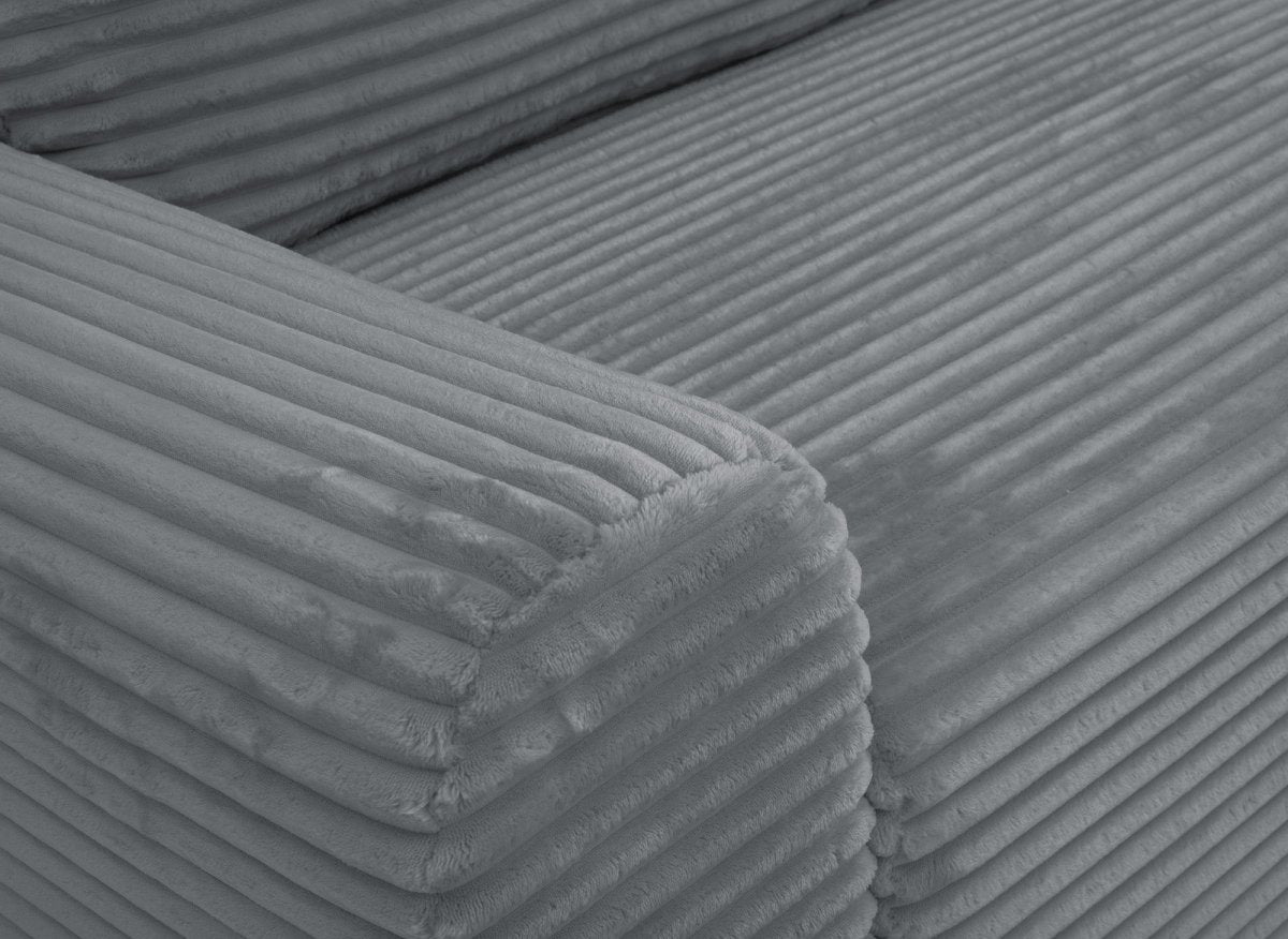 Canapé d'angle droit convertible avec coffre en velours côtelé épais gris foncé BALI - Angle droit - DécoInParis