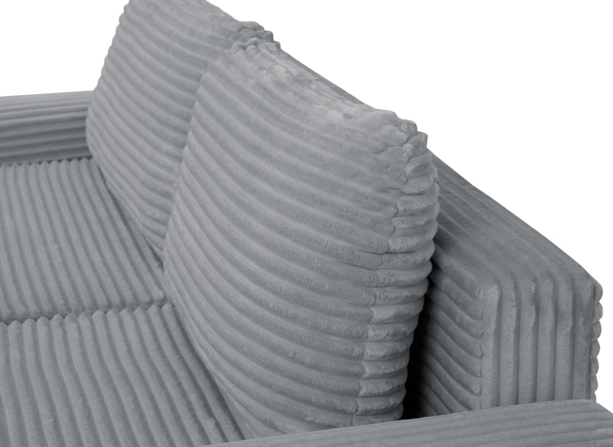 Canapé d'angle droit convertible avec coffre en velours côtelé épais gris foncé BALI - Angle droit - DécoInParis