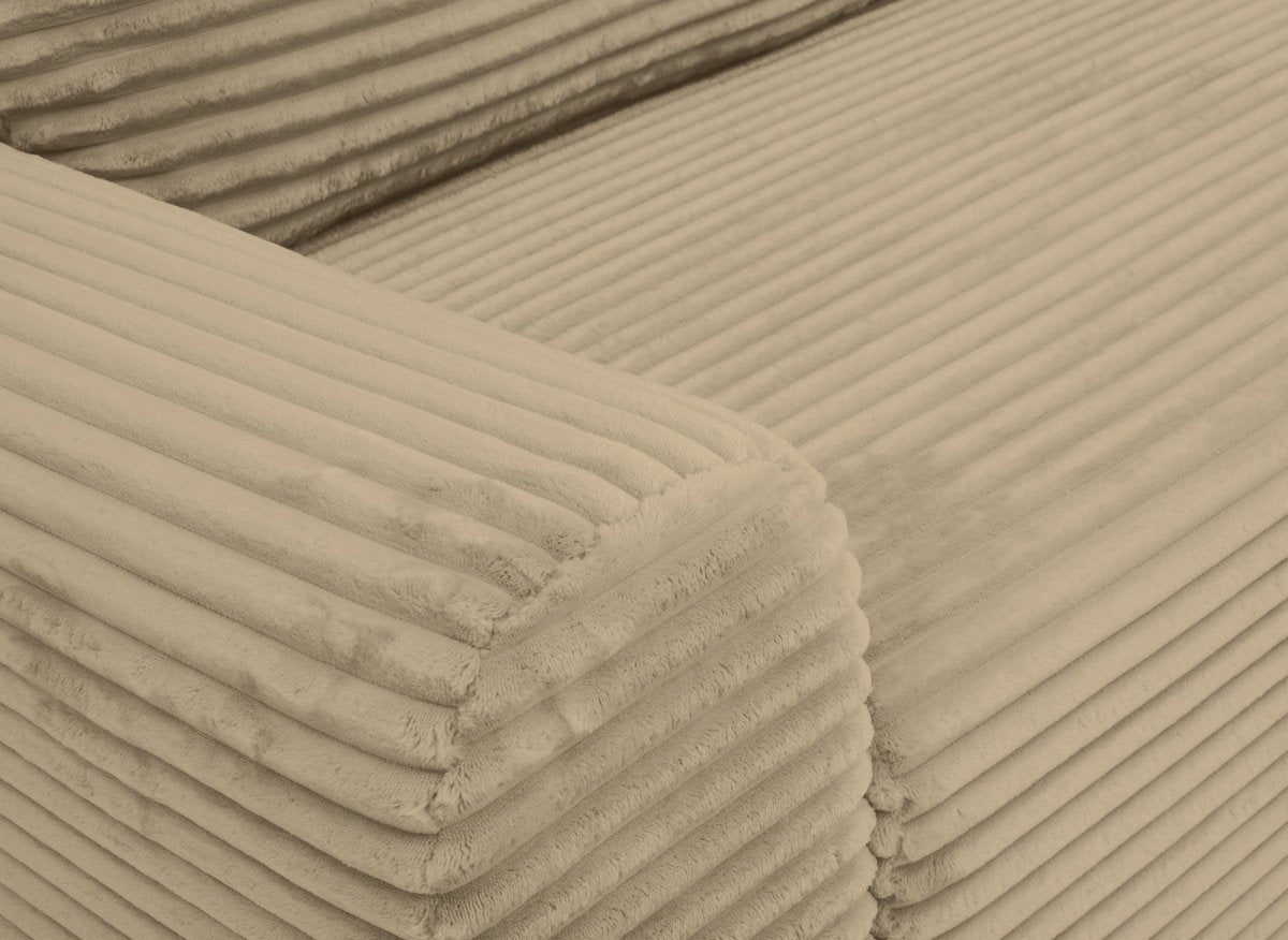 Canapé d'angle droit convertible avec coffre en velours côtelé épais taupe BALI - Angle droit - DécoInParis