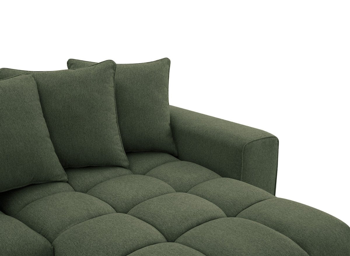 Canapé d'angle en tissu texturé vert olive CLARISSE - Angle droit - DécoInParis