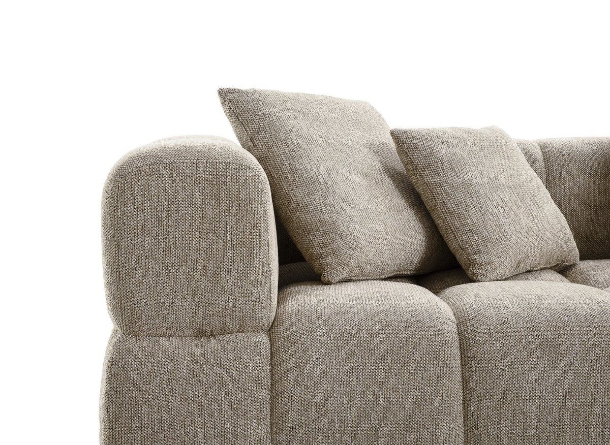 Canapé d'angle en velours texturé taupe REBECCA - DécoInParis