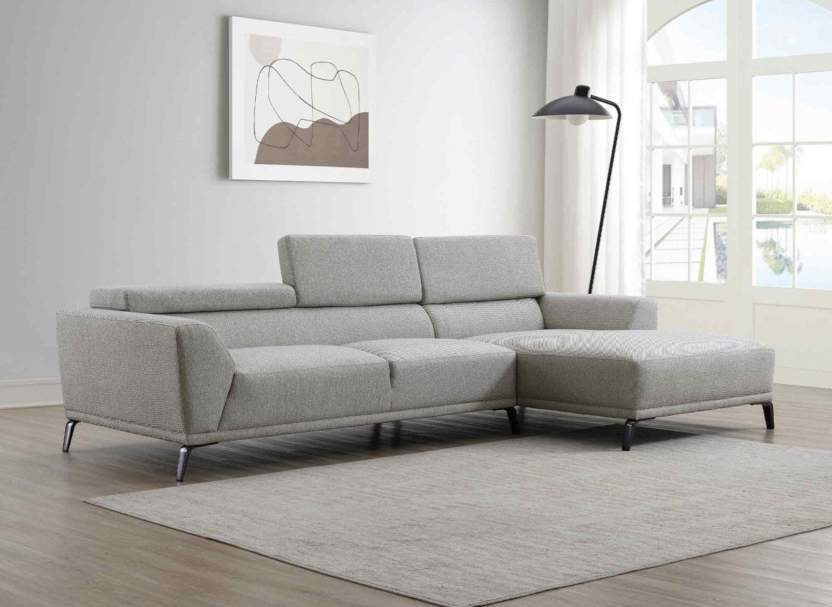 Canapé Angle Fixe Méridienne Réversible Lin Beige - Canapé