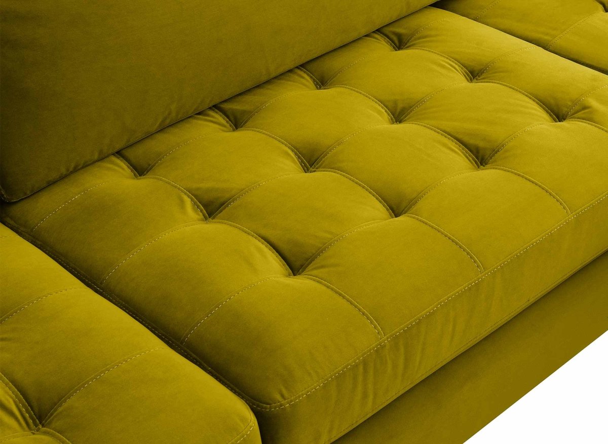 Canapé d'angle fixe en velours vert doré SALAMBO - Angle Gauche - DécoInParis