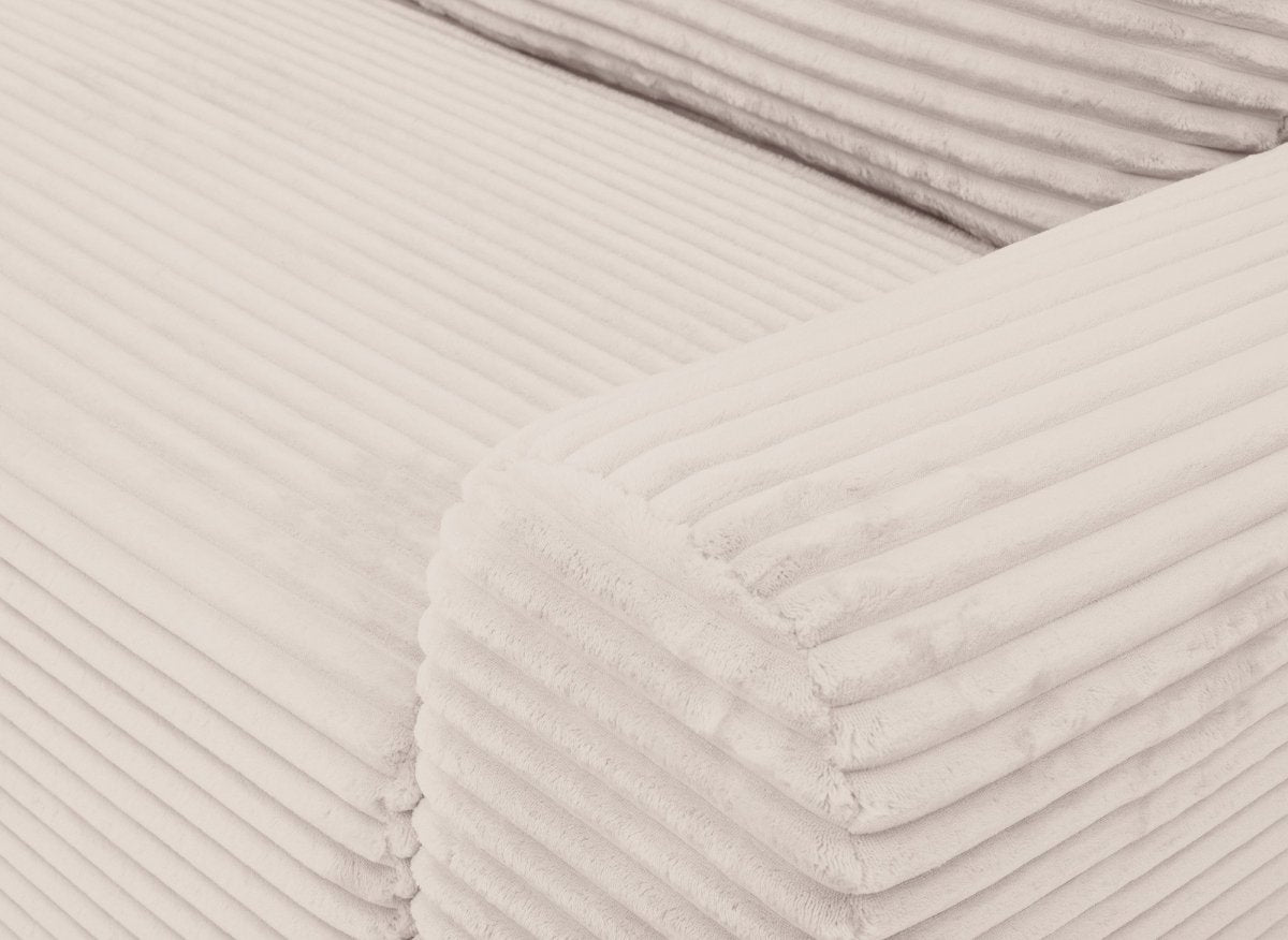 Canapé d'angle gauche convertible avec coffre en velours côtelé épais beige BALI - Angle gauche - DécoInParis