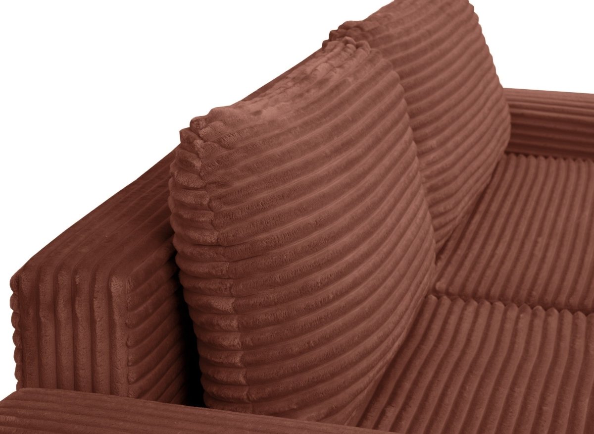 Canapé d'angle gauche convertible avec coffre en velours côtelé épais terracotta BALI - Angle gauche - DécoInParis