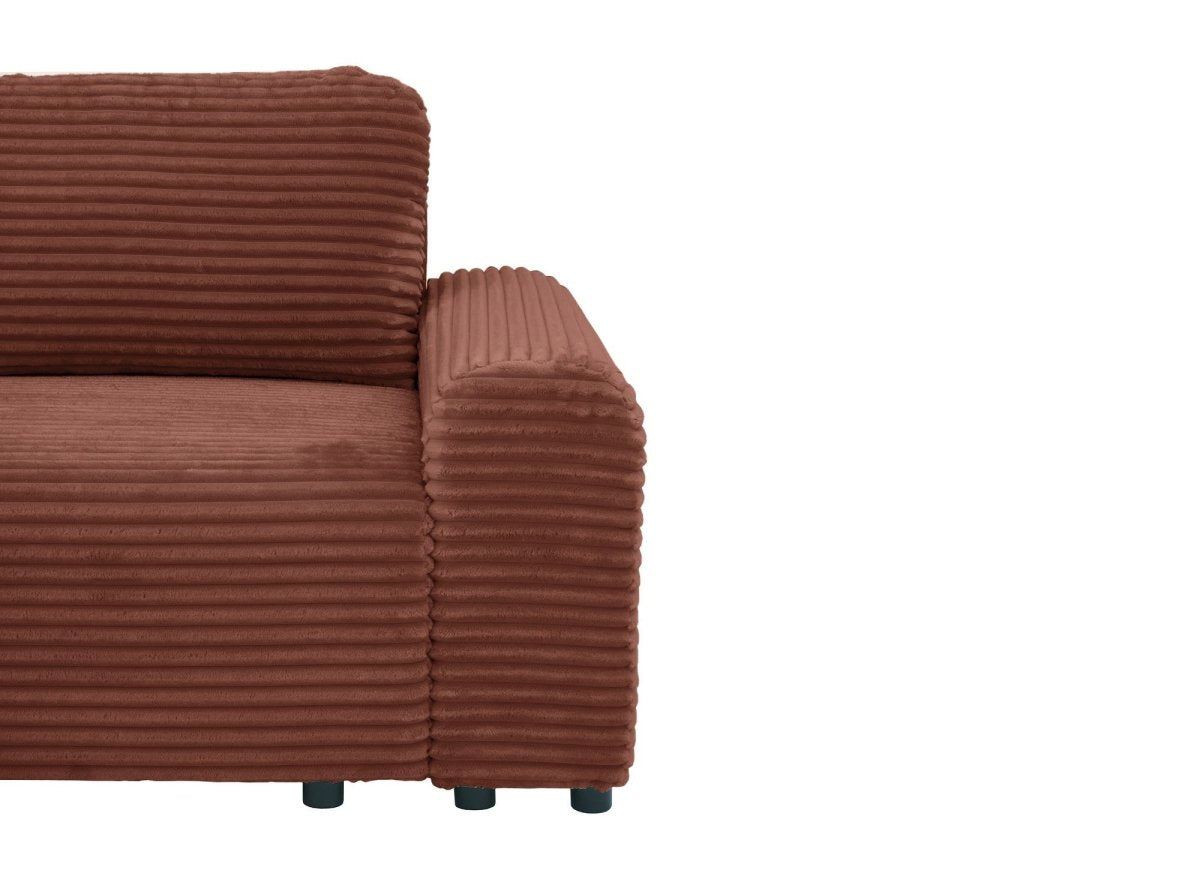 Canapé d'angle gauche convertible avec coffre en velours côtelé épais terracotta BALI - Angle gauche - DécoInParis