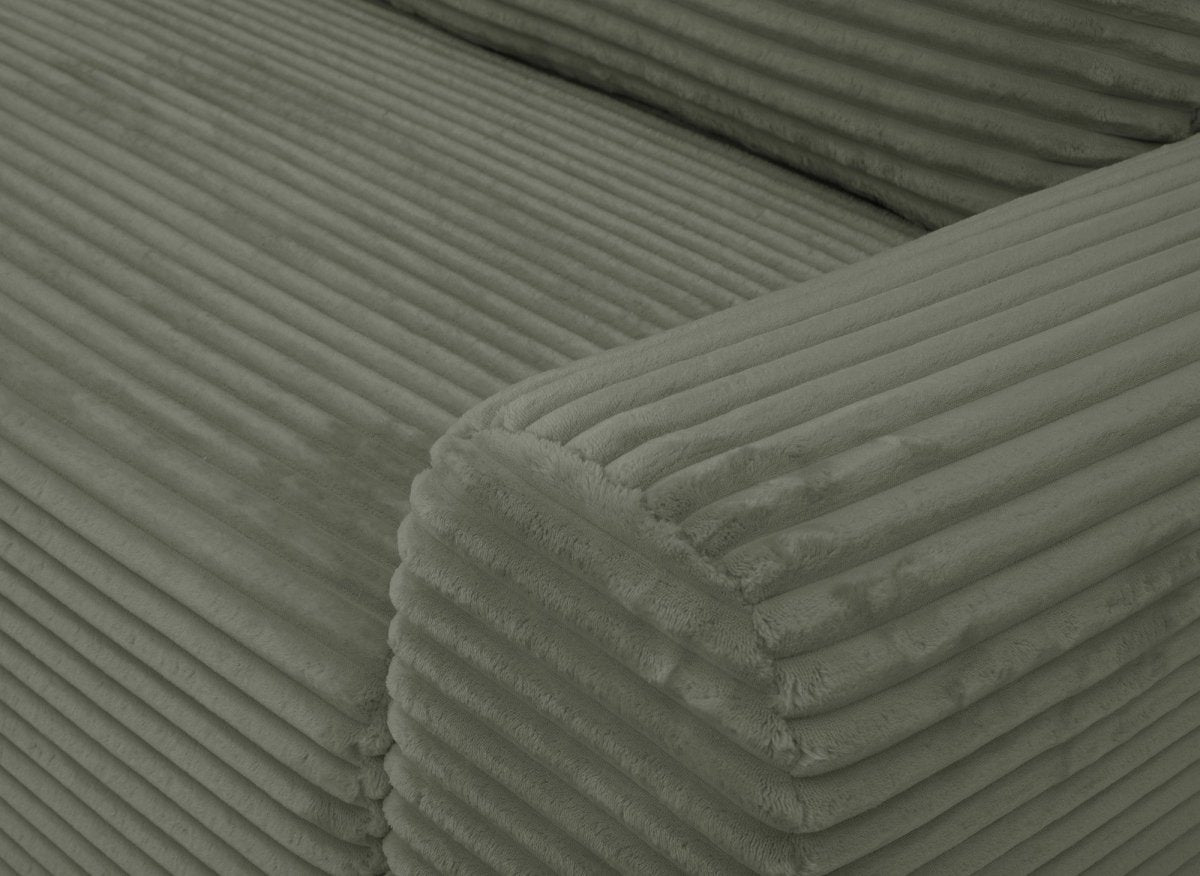 Canapé d'angle gauche convertible avec coffre en velours côtelé épais vert kaki BALI - Angle gauche - DécoInParis