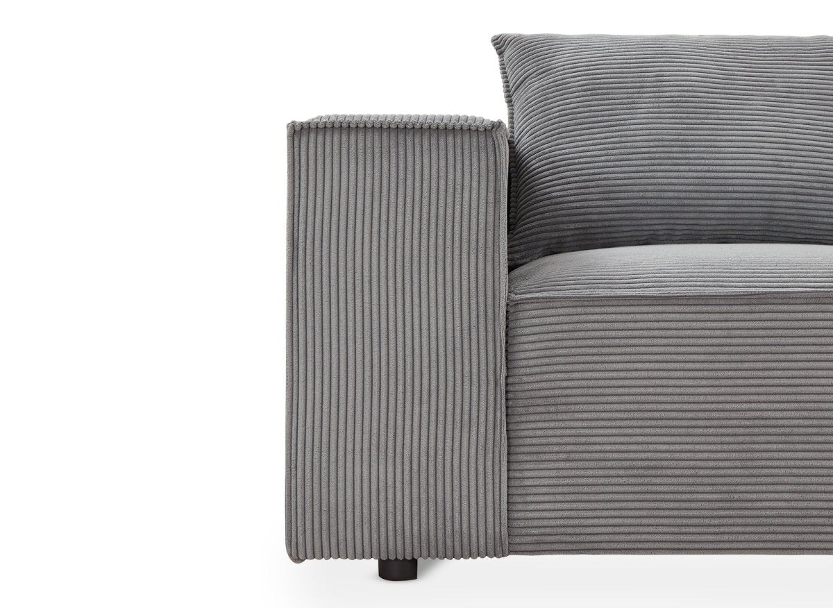 Canapé d'angle modulable avec 1 pouf en velours côtelé épais gris HARLEM XL - DécoInParis