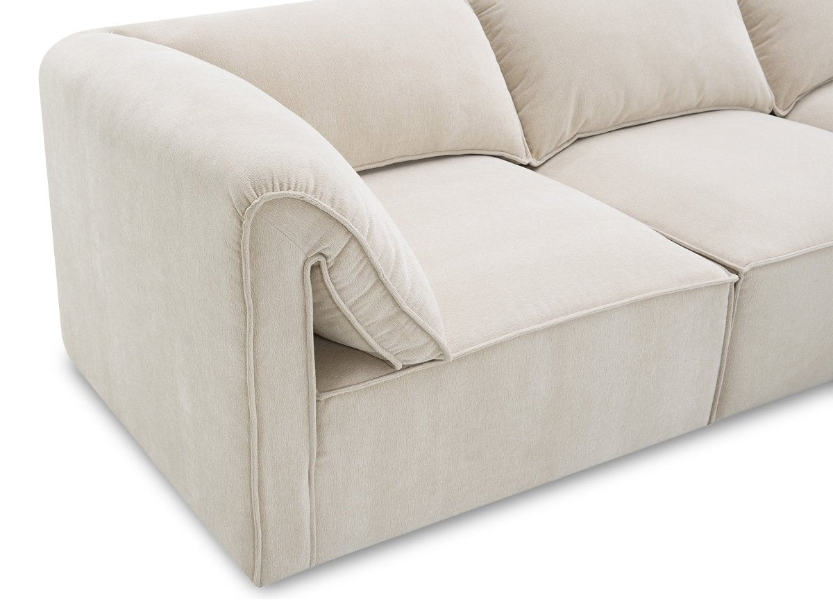 Canapé d'angle modulable en velours beige HARINA - DécoInParis