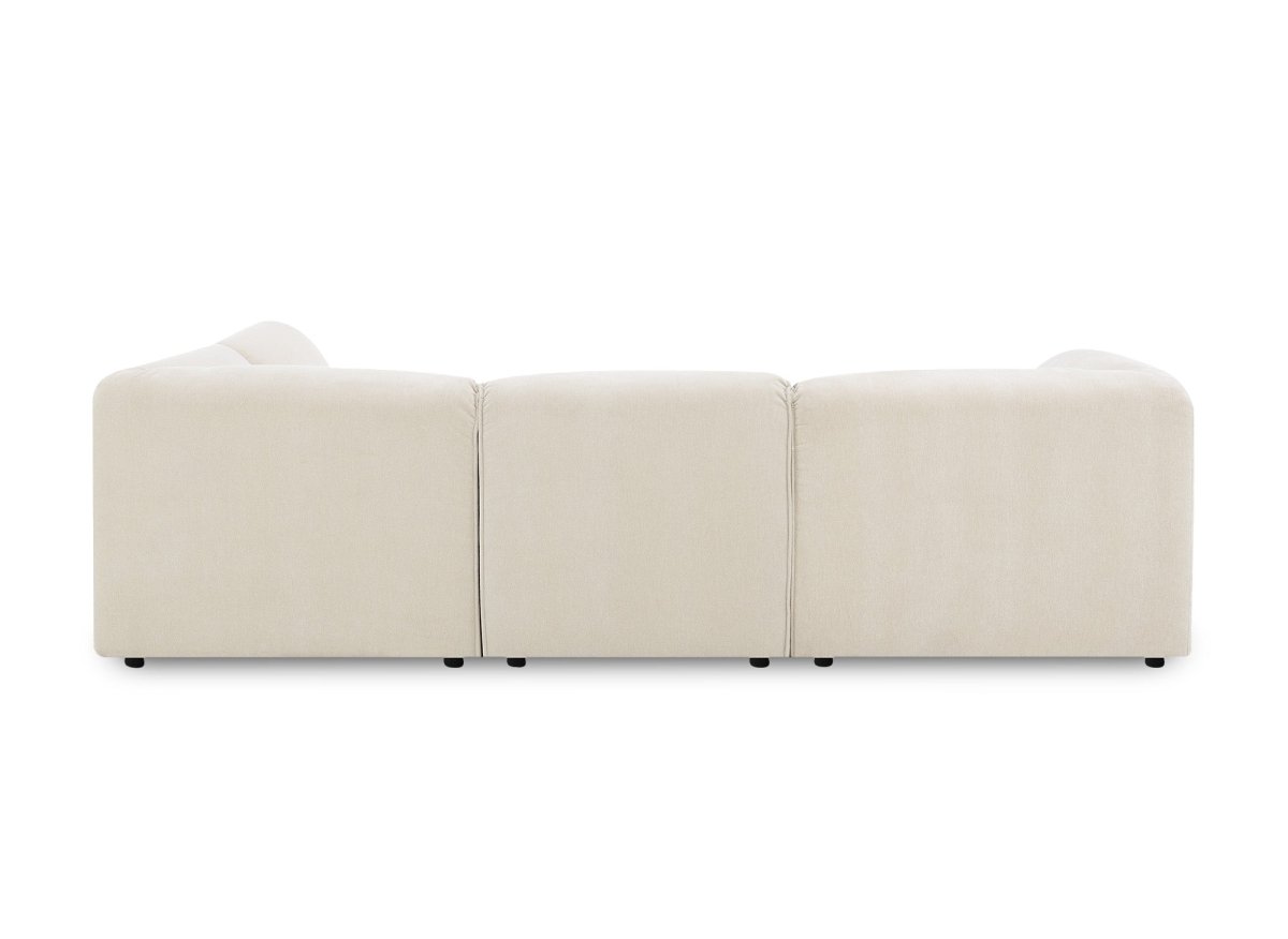 Canapé d'angle modulable en velours beige HARINA - DécoInParis