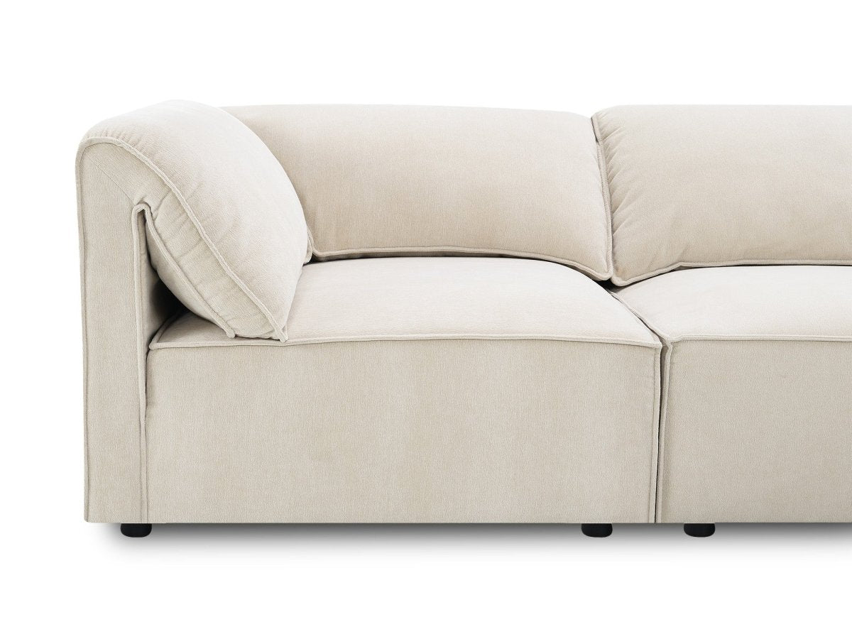 Canapé d'angle modulable en velours beige HARINA - DécoInParis