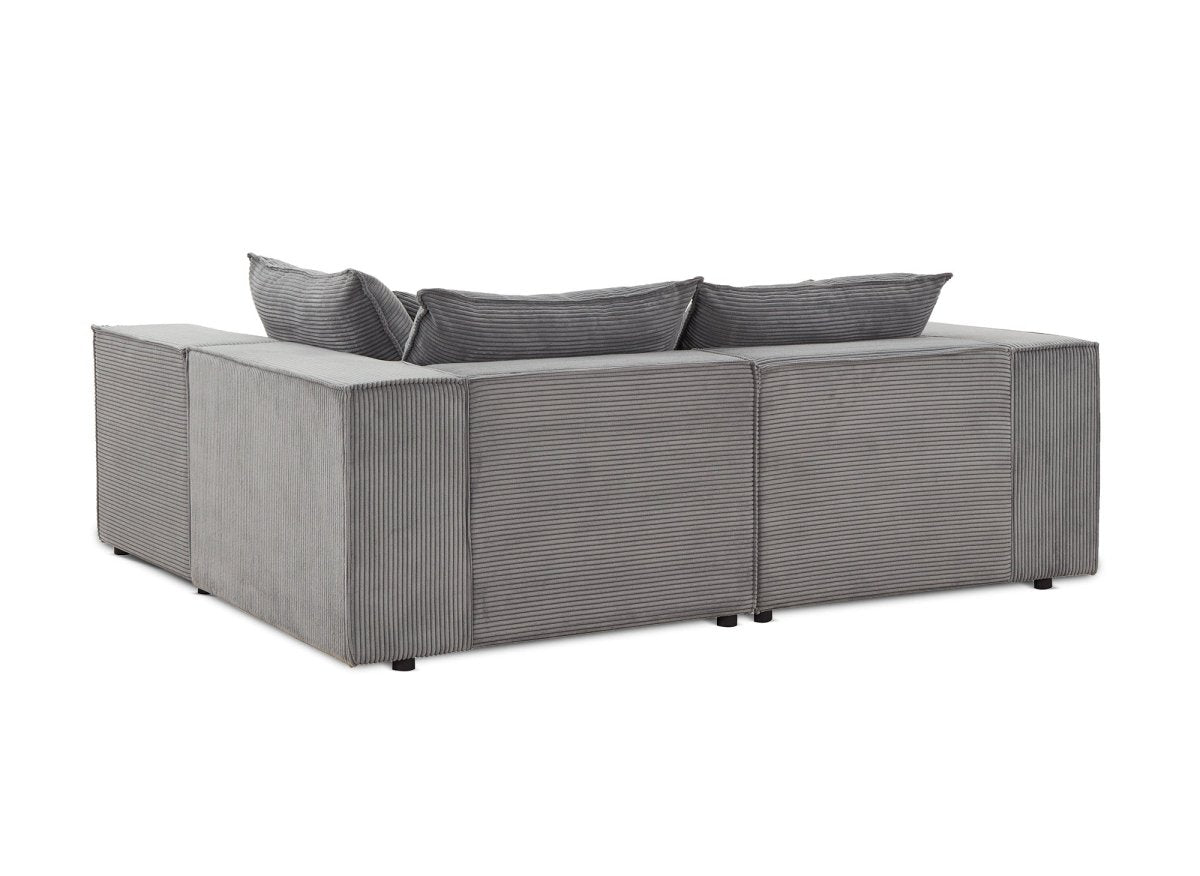 Canapé d'angle modulable en velours côtelé épais gris HARLEM - DécoInParis