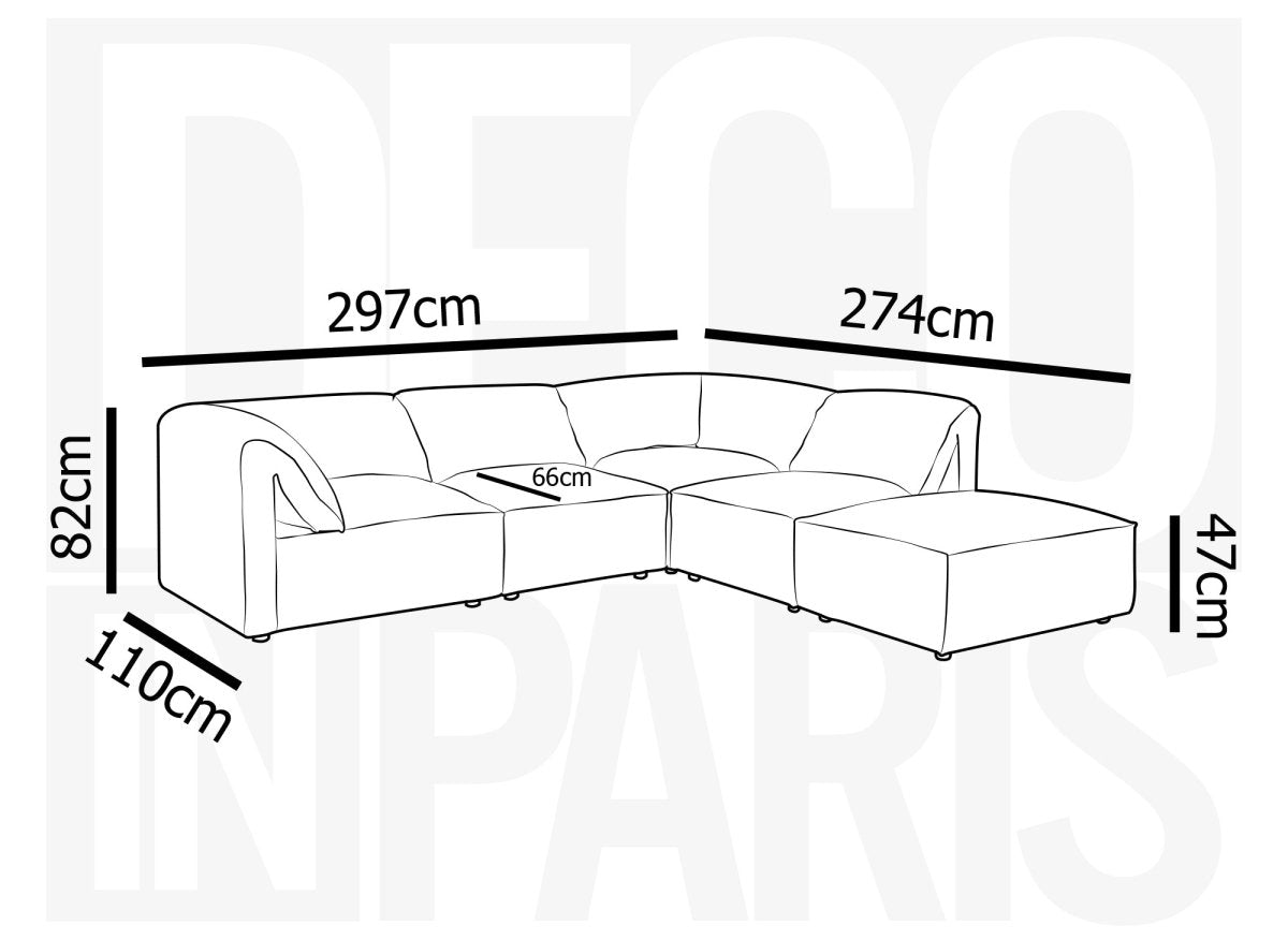 Canapé d'angle modulable en velours gris HARINA - DécoInParis
