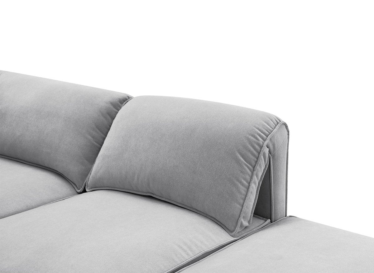 Canapé d'angle modulable en velours gris HARINA - DécoInParis