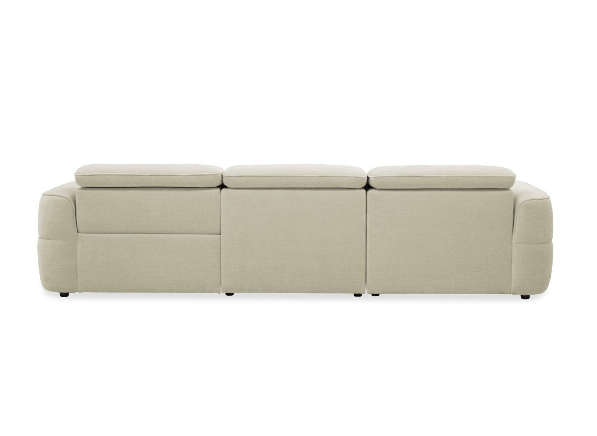 Canapé d'angle relax électrique en tissu beige FERDINAND - Angle gauche - DécoInParis