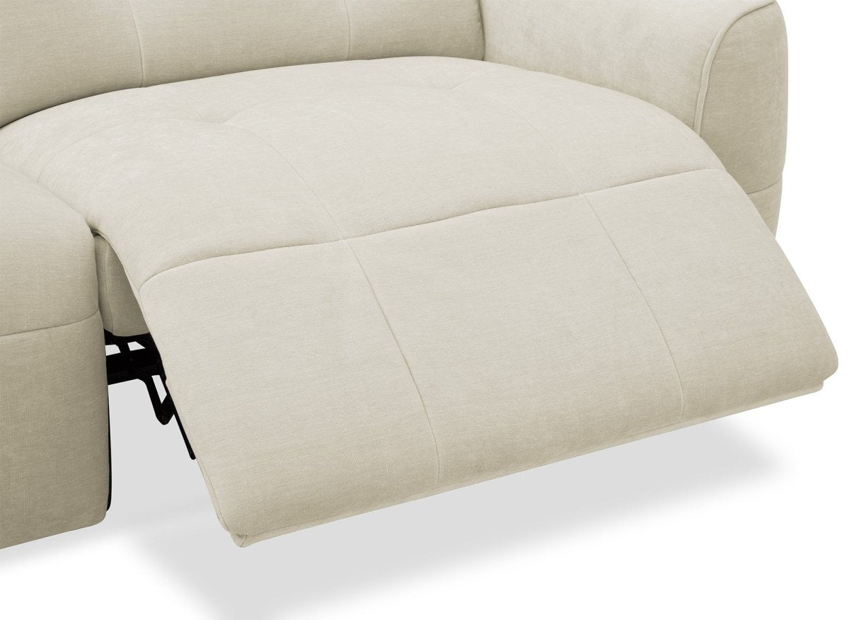Canapé d'angle relax électrique en tissu beige FERDINAND - Angle gauche - DécoInParis