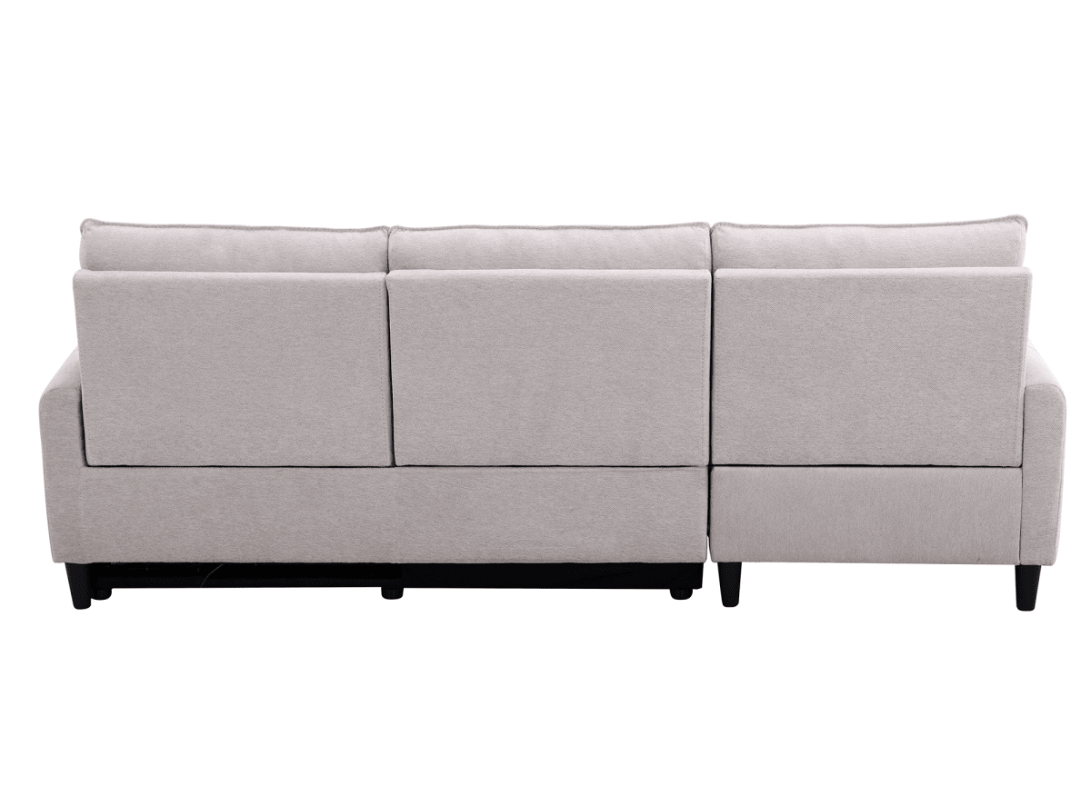 Canapé d’angle relax électrique en tissu beige LUDMILA - Angle gauche - DécoInParis