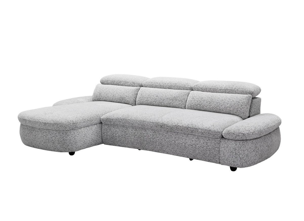 Canapé d'angle relax électrique en tissu bouclette gris CLEMENT - Angle gauche - DécoInParis