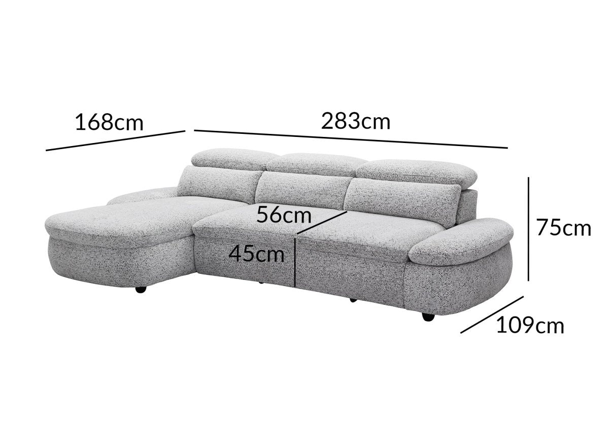 Canapé d'angle relax électrique en tissu bouclette gris CLEMENT - Angle gauche - DécoInParis