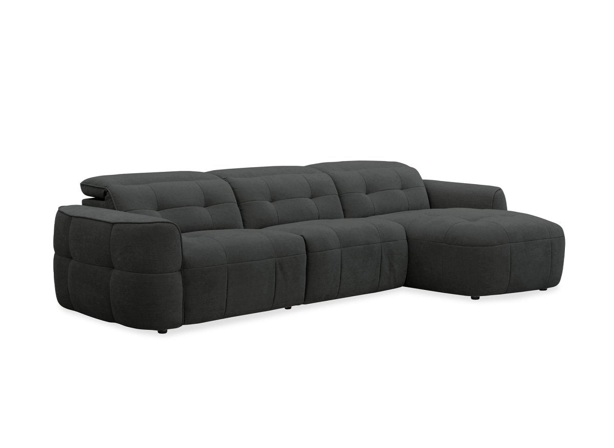 Canapé d'angle relax électrique en tissu gris FERDINAND - Angle droit - DécoInParis