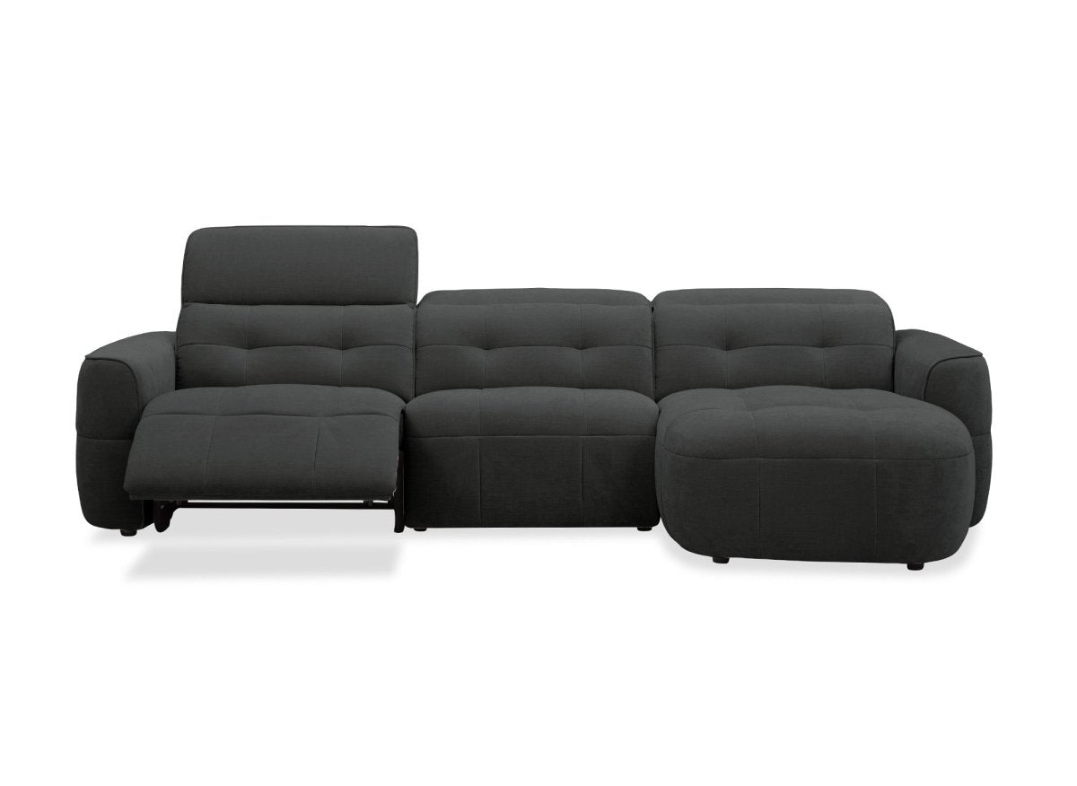 Canapé d'angle relax électrique en tissu gris FERDINAND - Angle droit - DécoInParis